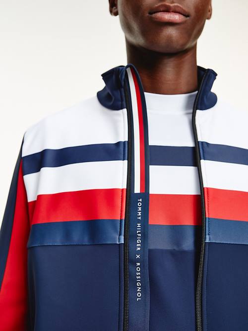 Tommy Hilfiger Rossignol Colour-Blocked Zip-Thru Ceket Erkek Mavi | TH871JIW