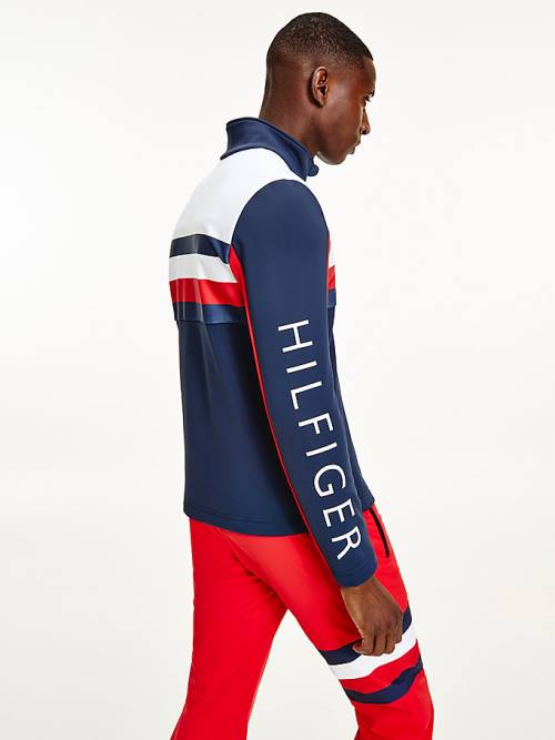 Tommy Hilfiger Rossignol Colour-Blocked Zip-Thru Ceket Erkek Mavi | TH871JIW