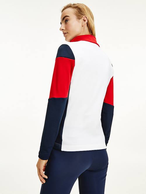 Tommy Hilfiger Rossignol Colour-Blocked Zip-Thru Ski Cardigan Sweatshirt Kadın Beyaz | TH901CLH