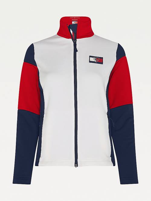 Tommy Hilfiger Rossignol Colour-Blocked Zip-Thru Ski Cardigan Sweatshirt Kadın Beyaz | TH901CLH