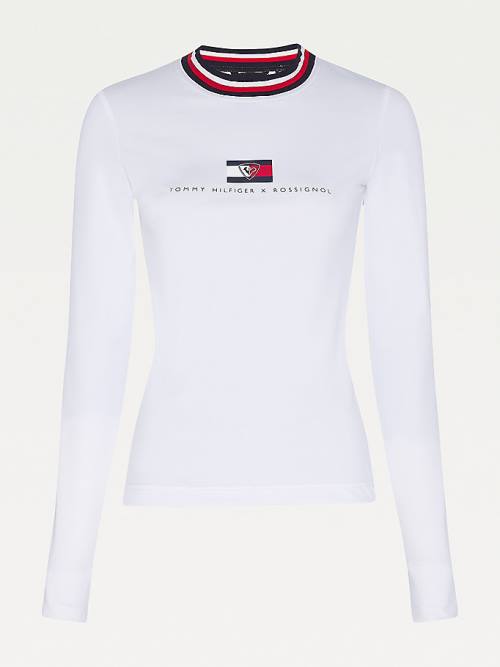 Tommy Hilfiger Rossignol Contrast Collar Base Layer Tişört Kadın Beyaz | TH249OKH