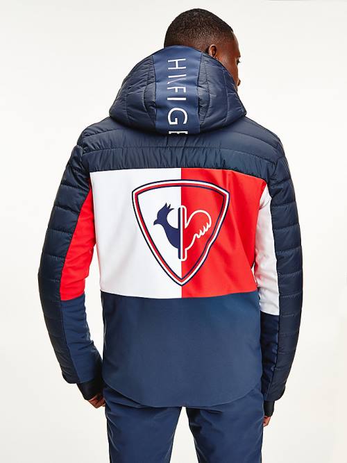 Tommy Hilfiger Rossignol Logo Colour-Blocked Stretch Ski Ceket Erkek Mavi | TH807YDP