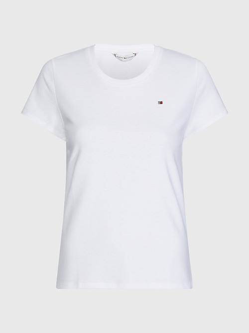 Tommy Hilfiger Round Neck Slim Fit Tişört Kadın Beyaz | TH423CPQ