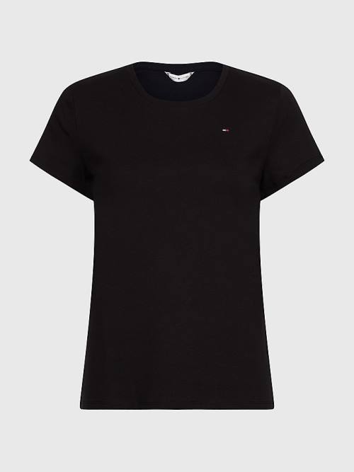 Tommy Hilfiger Round Neck Slim Fit Tişört Kadın Siyah | TH867MLG