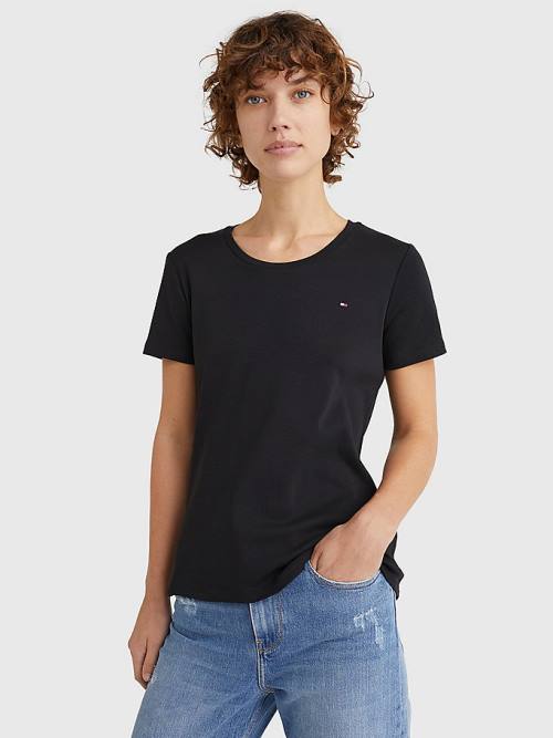 Tommy Hilfiger Round Neck Slim Fit Tişört Kadın Siyah | TH867MLG