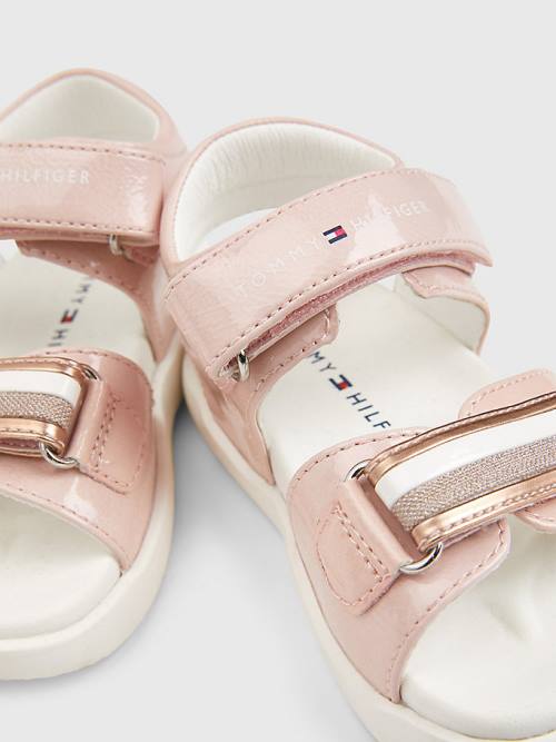 Tommy Hilfiger Rugan Glitter Flag Sandalet Kiz Çocuk Pembe | TH068HIZ