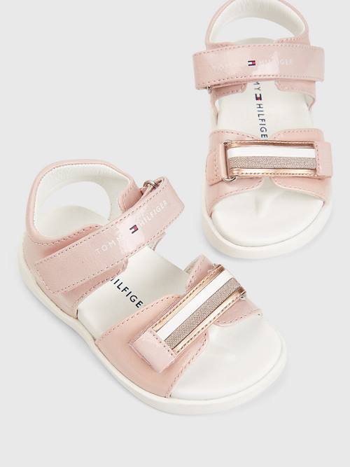 Tommy Hilfiger Rugan Glitter Flag Sandalet Kiz Çocuk Pembe | TH068HIZ