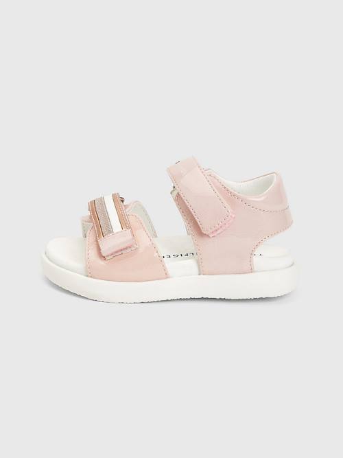 Tommy Hilfiger Rugan Glitter Flag Sandalet Kiz Çocuk Pembe | TH068HIZ