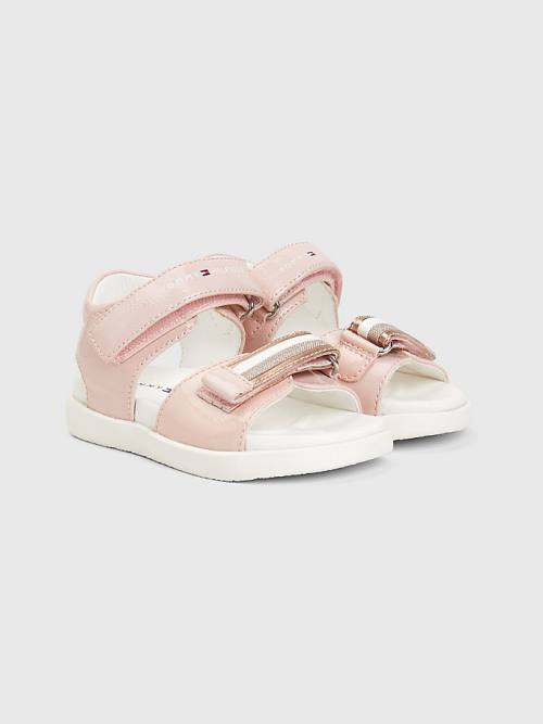 Tommy Hilfiger Rugan Glitter Flag Sandalet Kiz Çocuk Pembe | TH068HIZ