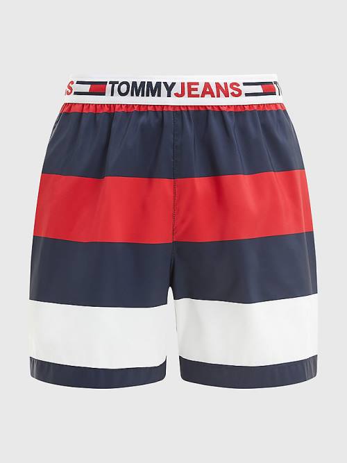 Tommy Hilfiger Rugby Stripe Mid Cut Cut Cut Length Shorts Mayo Erkek Kırmızı | TH610RJV