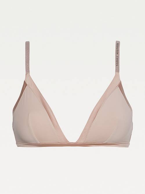 Tommy Hilfiger Satin Trim Triangle Bra İç Giyim Kadın Bej Rengi | TH139MIX