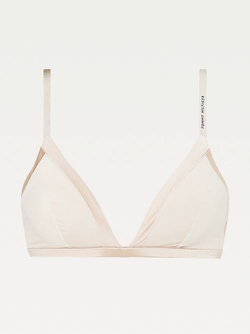 Tommy Hilfiger Satin Trim Triangle Bra İç Giyim Kadın Bej Rengi | TH139MIX