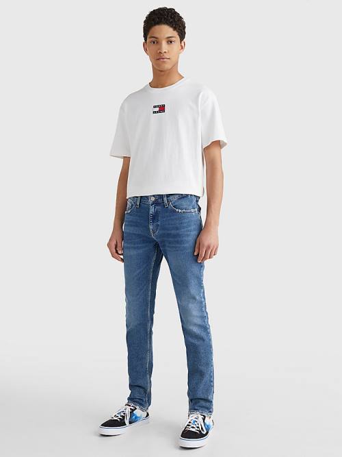 Tommy Hilfiger Scanton Slim Fit Distressed Hem Jean Pantolon Erkek Denim | TH830LZP