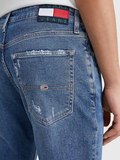 Tommy Hilfiger Scanton Slim Fit Distressed Hem Jean Pantolon Erkek Denim | TH830LZP