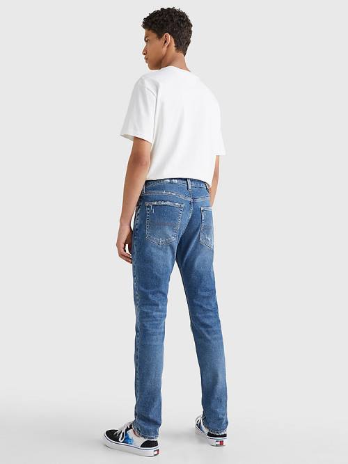 Tommy Hilfiger Scanton Slim Fit Distressed Hem Jean Pantolon Erkek Denim | TH830LZP