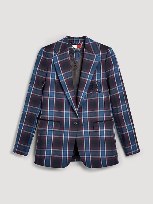 Tommy Hilfiger Shadow Check Crest Blazer Kadın Kırmızı | TH652NLW