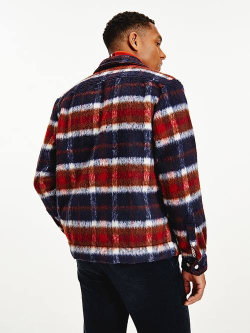 Tommy Hilfiger Shadow Check Relaxed Fit Overshirt Gömlek Erkek Mavi | TH320GHX