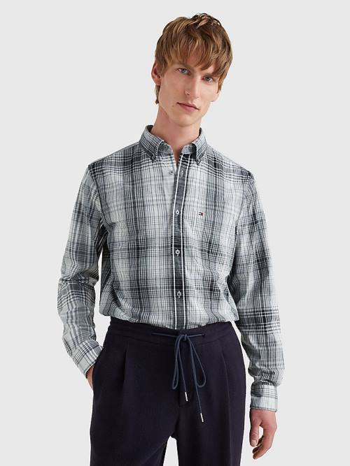 Tommy Hilfiger Shadow Check Relaxed Fit Gömlek Erkek Gri | TH947GSO