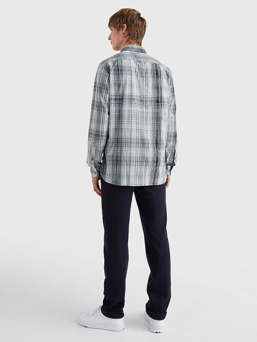 Tommy Hilfiger Shadow Check Relaxed Fit Gömlek Erkek Gri | TH947GSO