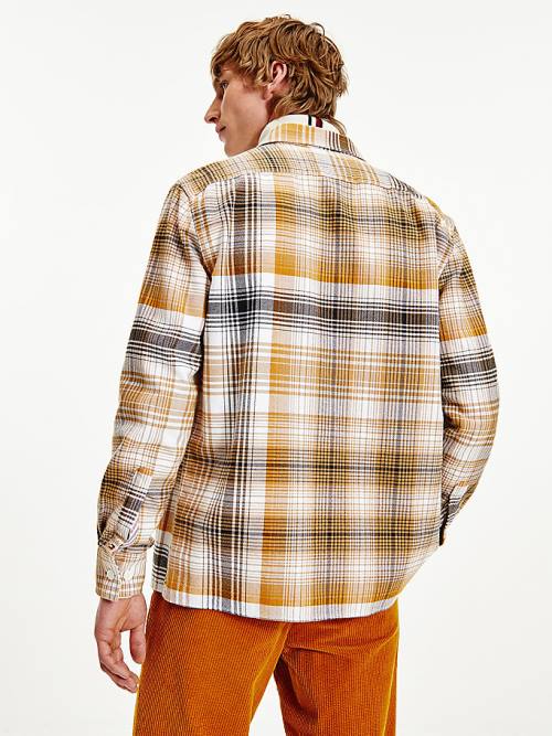 Tommy Hilfiger Shadow Check Relaxed Fit Overshirt Gömlek Erkek Kahverengi | TH970ZXA