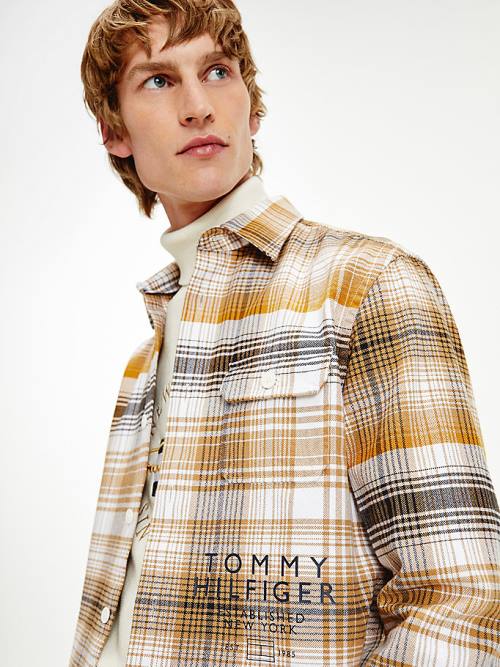 Tommy Hilfiger Shadow Check Relaxed Fit Overshirt Gömlek Erkek Kahverengi | TH970ZXA