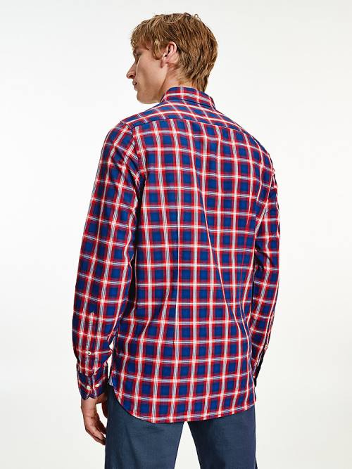 Tommy Hilfiger Shadow Check Slim Fit Gömlek Erkek Mavi | TH649HTI