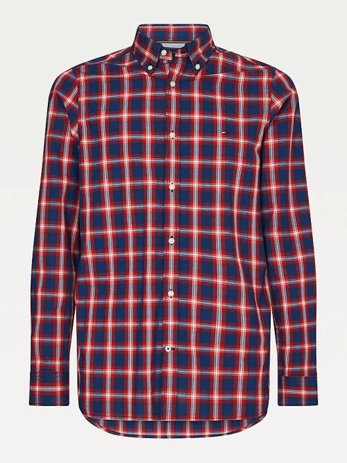 Tommy Hilfiger Shadow Check Slim Fit Gömlek Erkek Mavi | TH649HTI