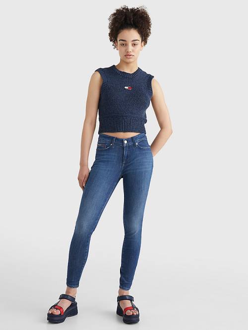 Tommy Hilfiger Shape Mid Cut Cut Cut Rise Skinny Jean Pantolon Kadın Denim | TH712VBL