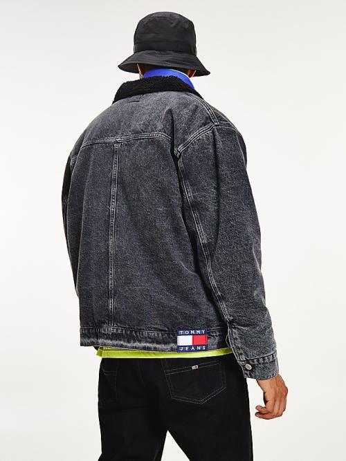 Tommy Hilfiger Sherpa-Astar Black Denim Ceket Erkek Denim | TH645OHN