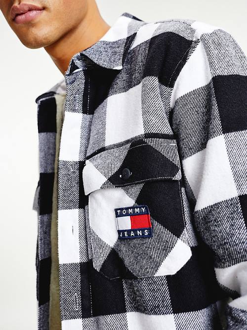 Tommy Hilfiger Sherpa Flannel Oversized Overshirt Gömlek Erkek Beyaz | TH291ZOP