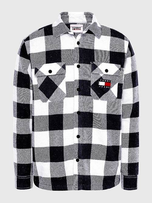 Tommy Hilfiger Sherpa Flannel Oversized Overshirt Gömlek Erkek Beyaz | TH291ZOP