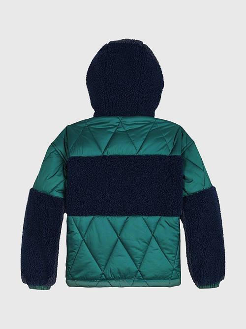 Tommy Hilfiger Sherpa Quilted Mix Kukuletalı Ceket Erkek Çocuk Yeşil | TH147TNQ