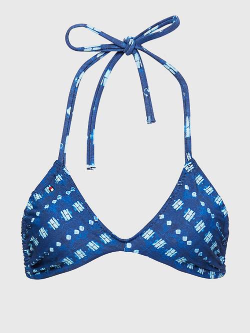 Tommy Hilfiger Shibori Halterneck Triangle Bikini Top Mayo Kadın Mavi | TH468UZS