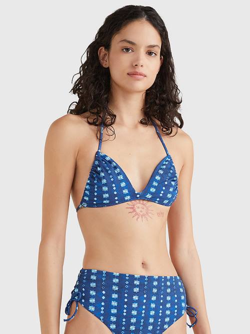 Tommy Hilfiger Shibori Halterneck Triangle Bikini Top Mayo Kadın Mavi | TH468UZS