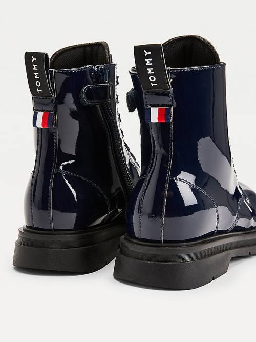 Tommy Hilfiger Shiny Krampon Dantel-Up Bot Kiz Çocuk Mavi | TH681SDU