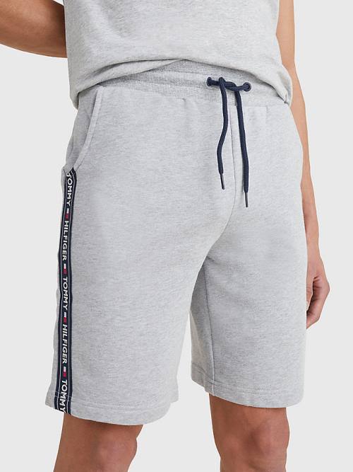 Tommy Hilfiger Side Logo Drawstring Shorts Pijama Erkek Gri | TH431SPY