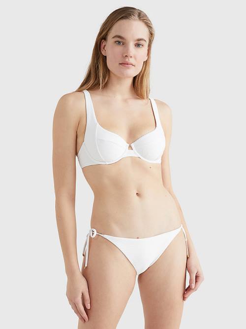 Tommy Hilfiger Side Tie Ribbed Bikini Bottoms Mayo Kadın Beyaz | TH215EYH