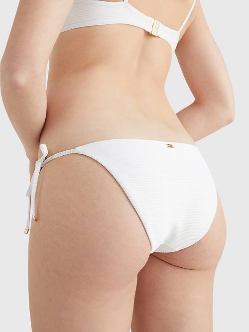 Tommy Hilfiger Side Tie Ribbed Bikini Bottoms Mayo Kadın Beyaz | TH215EYH