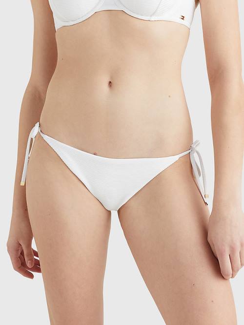 Tommy Hilfiger Side Tie Ribbed Bikini Bottoms Mayo Kadın Beyaz | TH215EYH