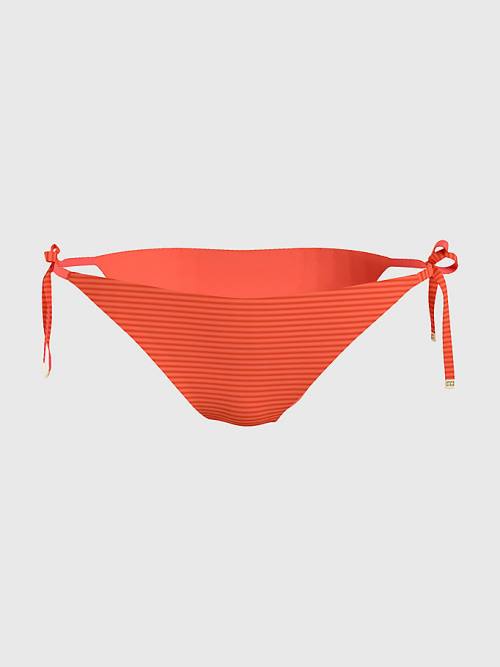 Tommy Hilfiger Side Tie Ribbed Bikini Bottoms Mayo Kadın Kırmızı | TH375QJL