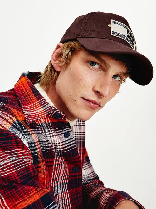 Tommy Hilfiger Signature Badge Cap Şapka Erkek Kırmızı | TH452RFQ