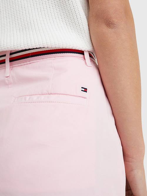 Tommy Hilfiger Signature Belt Chino Mini Etek Kadın Pembe | TH540NCX