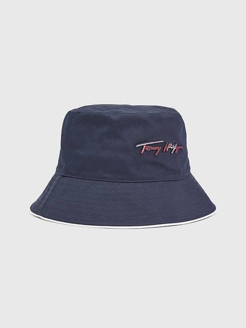 Tommy Hilfiger Signature Bucket Şapka Kadın Mavi | TH290FLP