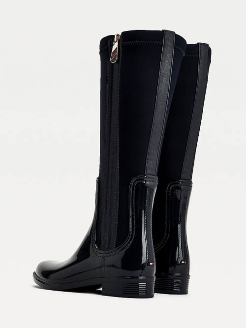 Tommy Hilfiger Signature Contrast Panel Long Rainboots Bot Kadın Mavi | TH674TSR