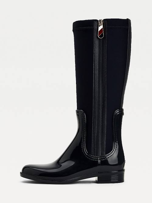 Tommy Hilfiger Signature Contrast Panel Long Rainboots Bot Kadın Mavi | TH674TSR