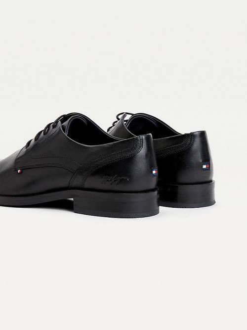 Tommy Hilfiger Signature Deri Derby Elbise Ayakkabı Erkek Siyah | TH762JDR