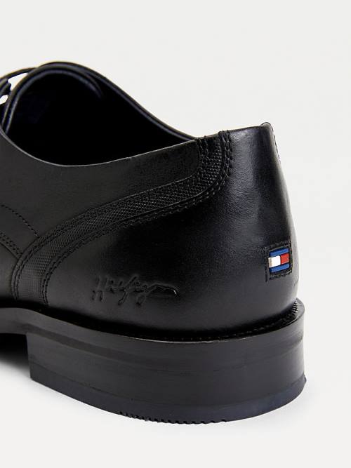 Tommy Hilfiger Signature Deri Derby Elbise Ayakkabı Erkek Siyah | TH762JDR