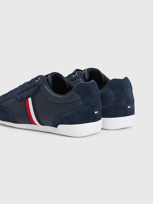 Tommy Hilfiger Signature Deri Mix Cupsole Spor Ayakkabı Erkek Mavi | TH045LXA