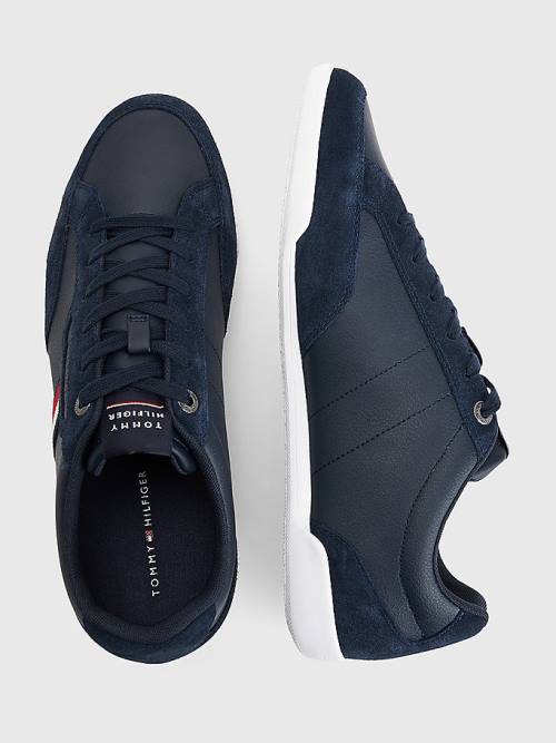 Tommy Hilfiger Signature Deri Mix Cupsole Spor Ayakkabı Erkek Mavi | TH045LXA