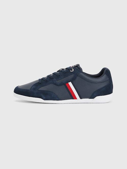 Tommy Hilfiger Signature Deri Mix Cupsole Spor Ayakkabı Erkek Mavi | TH045LXA